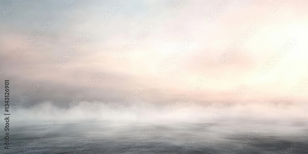 Misty horizon over calm ocean at dawn Misty horizon over calm ocean at dawn