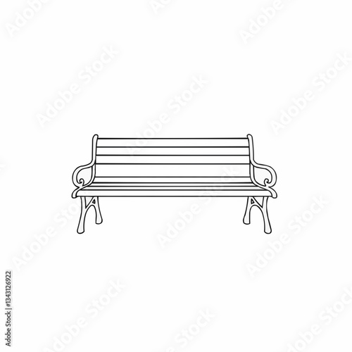 Minimalist illustration of a park bench in a serene environment
