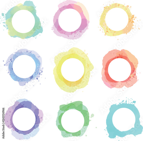 上品な水彩の丸フレーム