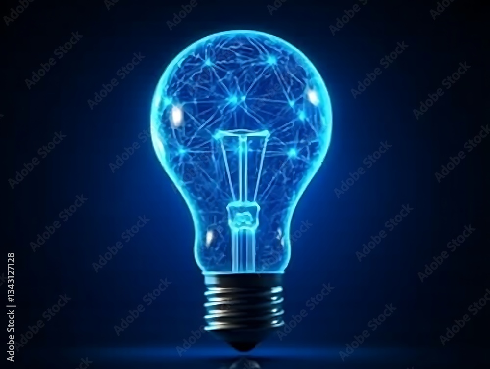 Glowing lightbulb with network pattern on dark background Glowing lightbulb with network pattern on dark background