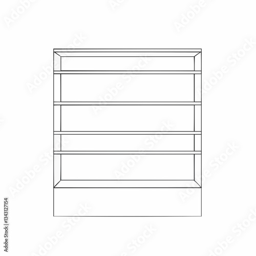 Minimalistic black and white illustration of a bookshelf design concept