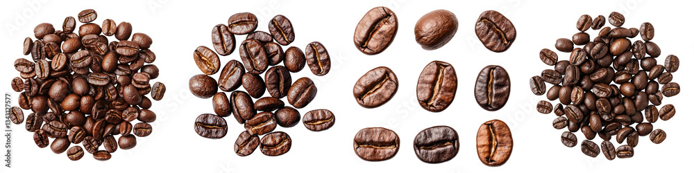A collection of freshly roasted whole coffee beans in various shades of brown showcasing the diverse variety and of this popular beverage ingredient A collection of freshly roasted whole coffee beans in various shades of brown showcasing the diverse variety and of this popular beverage ingredient