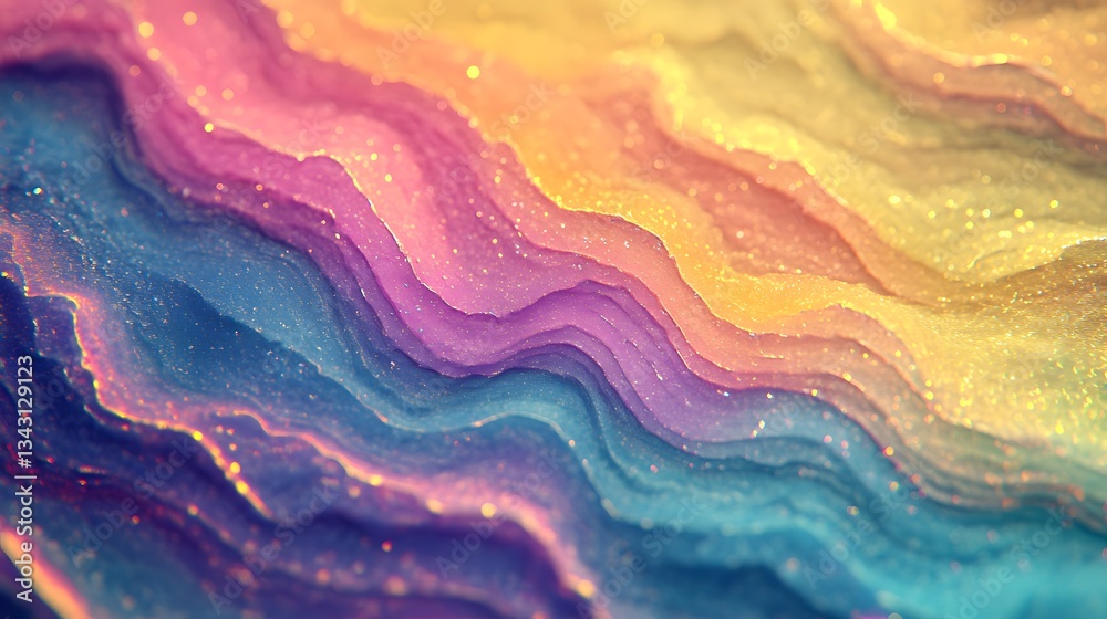 A flowing multicolored abstract design features layered wavy patterns A flowing multicolored abstract design features layered wavy patterns