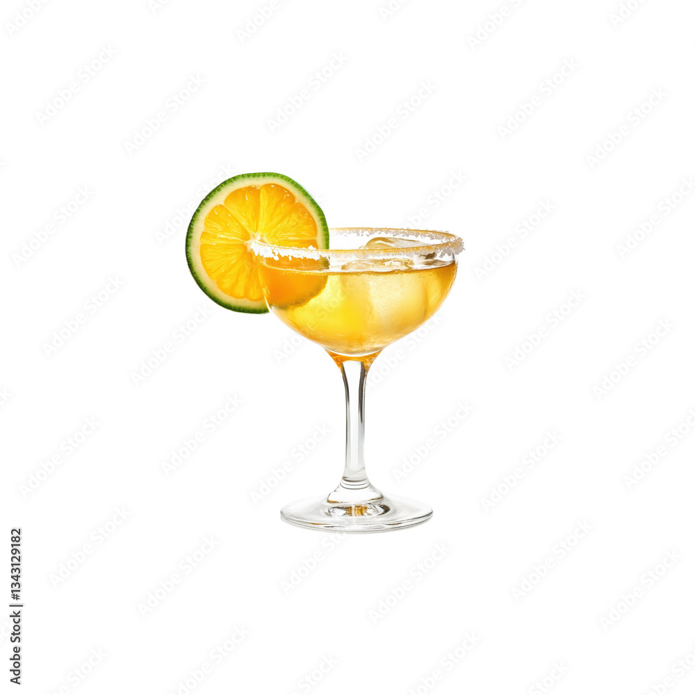 Refreshing Yellow Cocktail with Lime Garnish in a Stylish Glass Refreshing Yellow Cocktail with Lime Garnish in a Stylish Glass