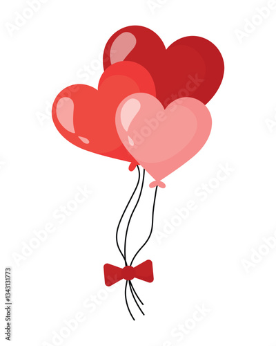 Red and pink heart balloons for Valentine's Day