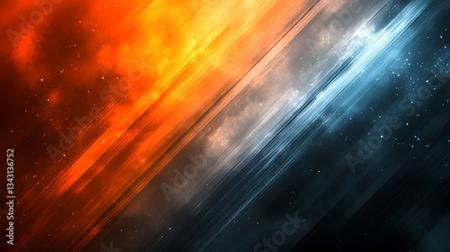 A split screen artwork depicting fire and ice together