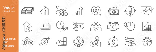 Return on Investment Icons - Vector Line. Editable Stroke.
