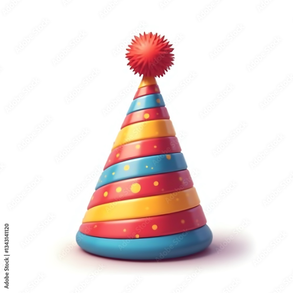 3D Birthday hat isolated on a white background 3D Birthday hat isolated on a white background