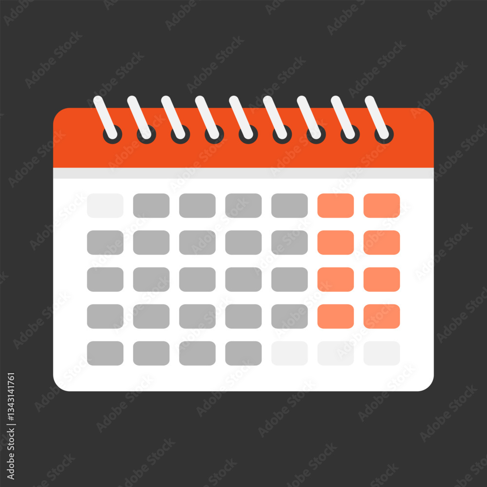 Spiral-bound calendar for planning. Flat style vector illustration emphasizing concepts of time management, productivity, and organization