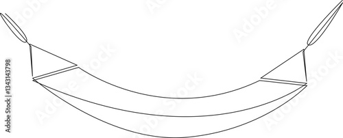 Hammock one line drawing. Minimalist trendy line art. Contour vector illustration, editable stroke