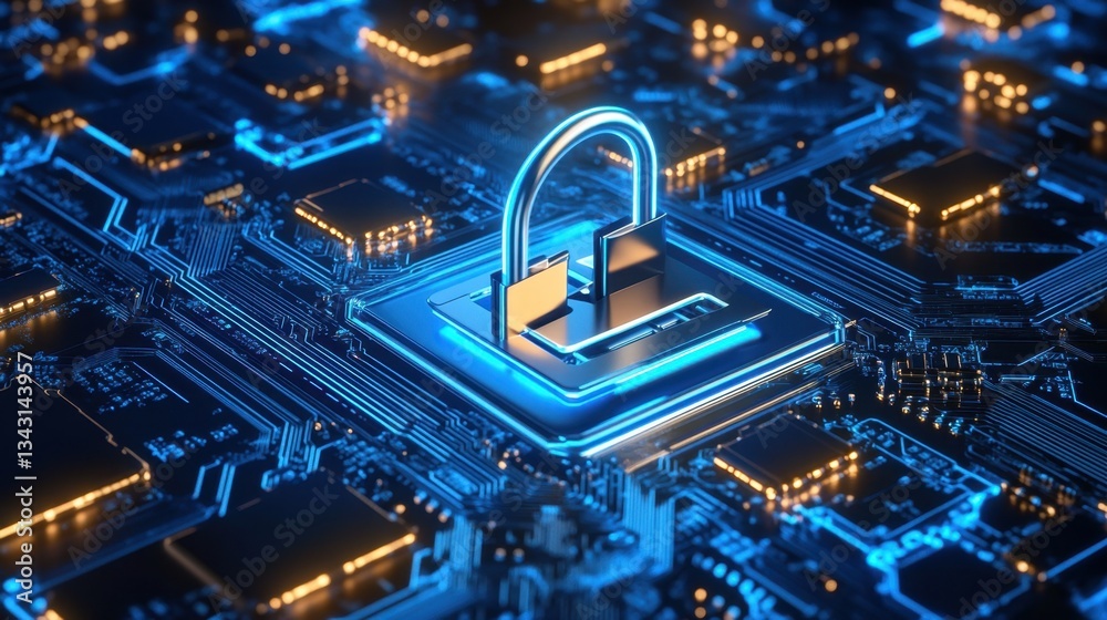 Fototapeta premium Encrypted virtual private network VPN securing online data transmission.