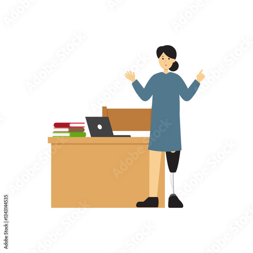 Persons with Disabilities in Education 1 Woman with Prosthetic Leg at Desk