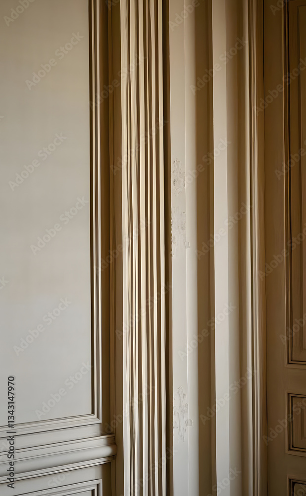 Obraz premium A close-up detail of built-in wall panelling decoration.