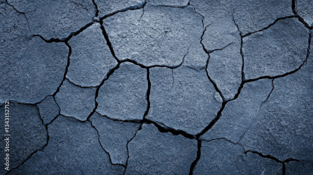 Obraz premium Cracked Dry Earth Texture in Blue and Gray Tones