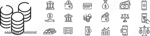 Money icon vector illustration set. 