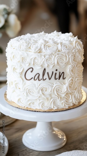 National Calvin Day White cake with floral icing and 