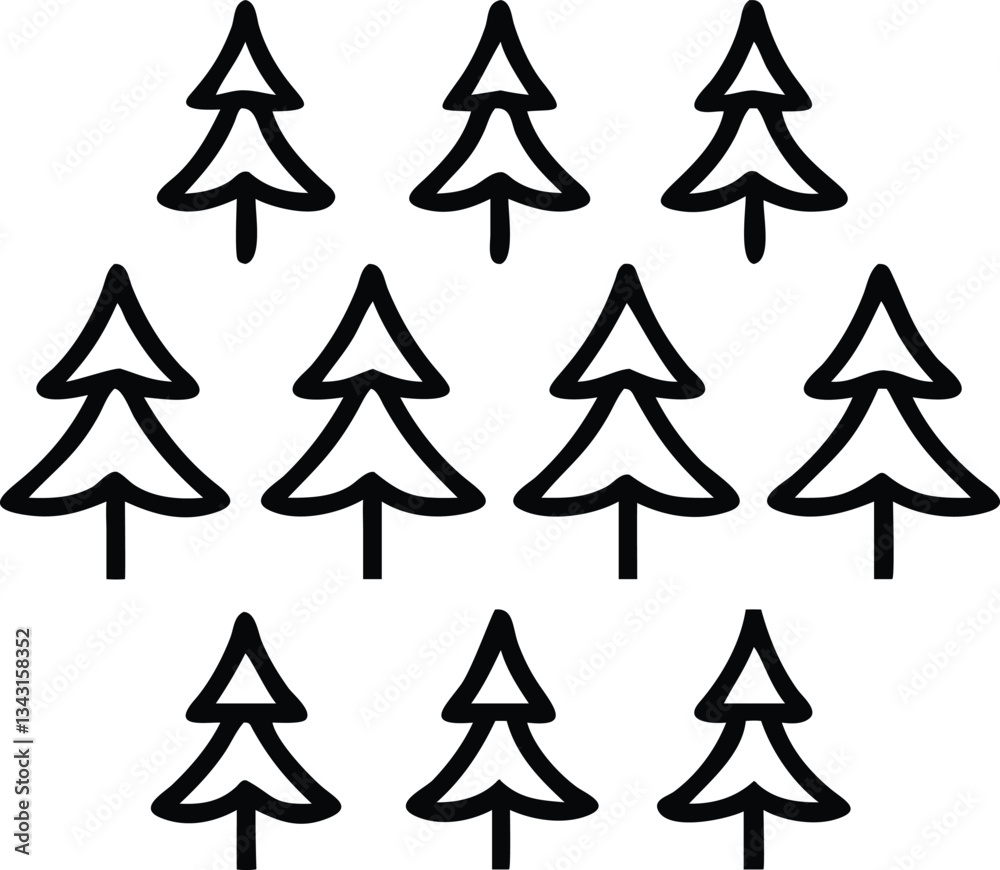 Fototapeta premium Tree silhouette and Tropical leaves vector isolated on white background.