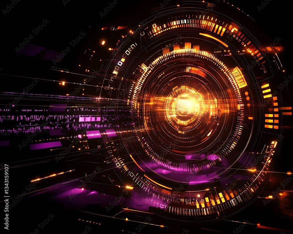 Obraz premium Futuristic Tech Interface: Energy Core Glow.