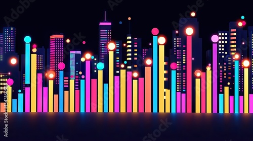 Neon Cityscape at Night. Abstract. Possible use Background