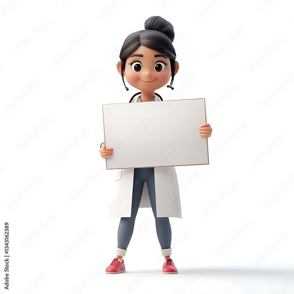 Empathetic Healthcare Professional: a friendly doctor holding a blank sign, perfect for medical communication.