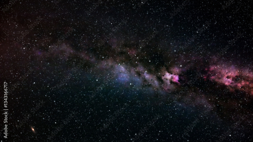 Milky way stars and constellations with a galaxy background.
