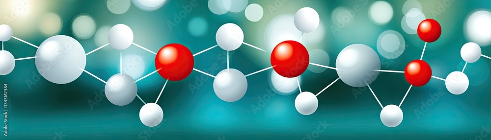 Fototapeta premium Connected molecule structure on blue bokeh background for science concepts