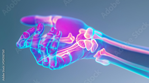 Wrist Pain with X-Ray Effect – Medical Illustration of Joint Inflammation