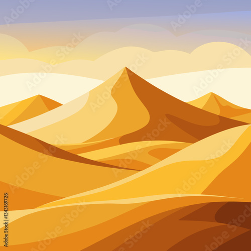 vast desert landscape with golden sand dunes 