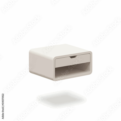 Minimalist cream-colored bedside table with a single drawer