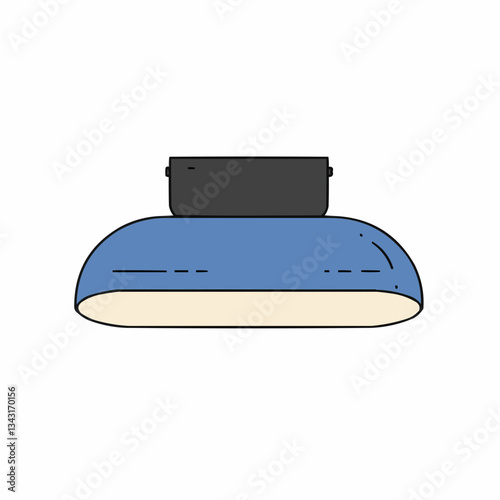 Minimalist illustration of a blue chair with a dark cushion