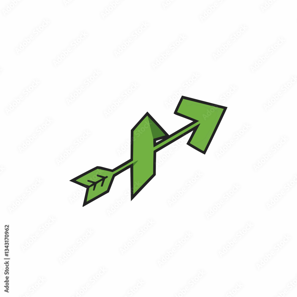 Green arrow symbolizing growth and progress on a plain background Green arrow symbolizing growth and progress on a plain background