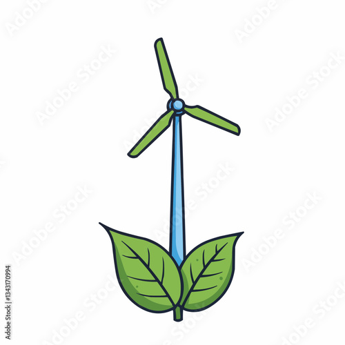 Wind turbine generating renewable energy against a clear sky backdrop