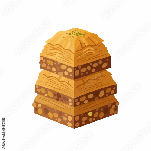 Delicious baklava dessert with layers of pastry, nuts, and honey