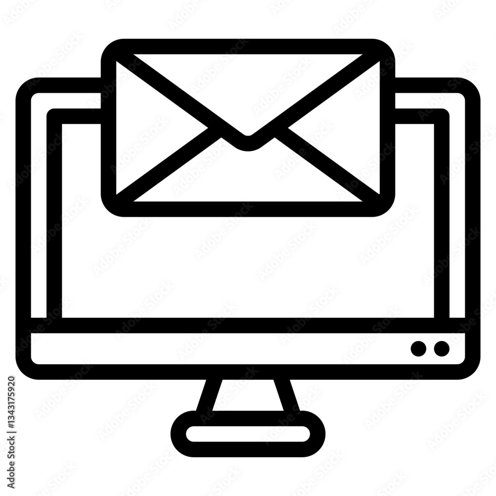 Computer monitor displaying an envelope, great for email marketing concepts, digital communication, online messaging, technology blogs, virtual offices. Computer monitor displaying an envelope, great for email marketing concepts, digital communication, online messaging, technology blogs, virtual offices.
