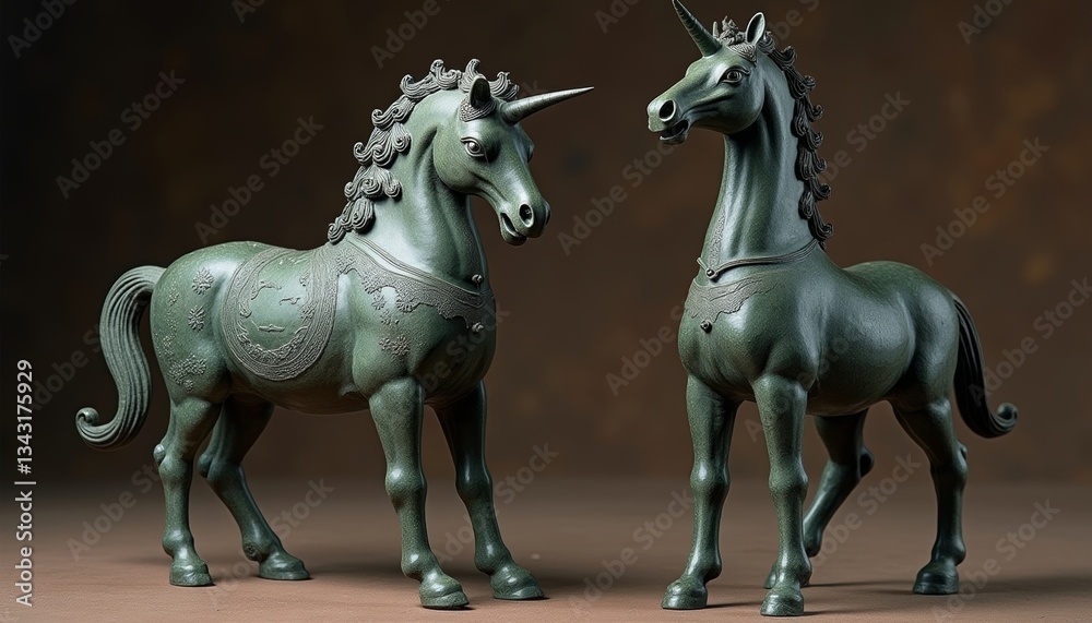 Fototapeta premium The Artistic Beauty of Bronze Unicorn Sculpture