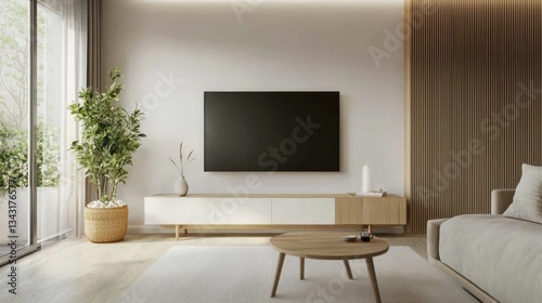 Creating a serene atmosphere with a Scandinavian-inspired TV cabinet.