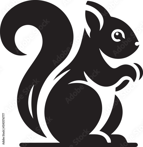 Radiant Squirrel Silhouette Black Vector ArtExpressive Black Squirrel Vector Illustration
