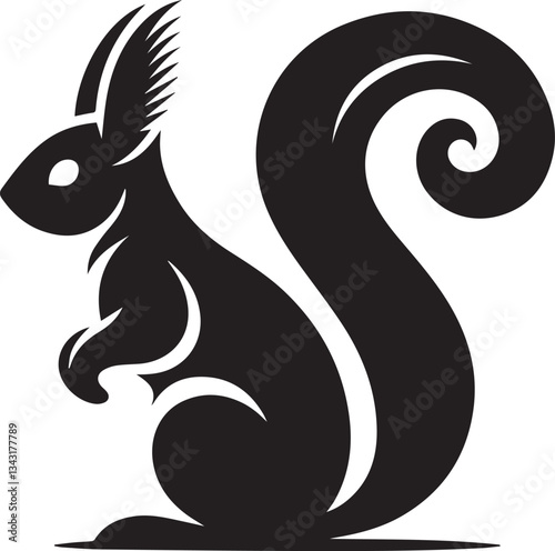 Radiant Squirrel Silhouette Black Vector ArtExpressive Black Squirrel Vector Illustration
