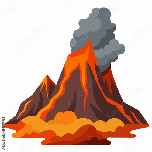 volcanic landscape with steaming lava flows