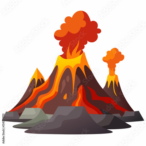 volcanic landscape with steaming lava flows
