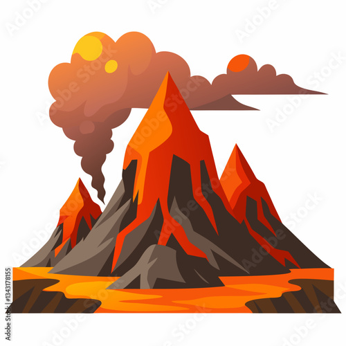 volcanic landscape with steaming lava flows