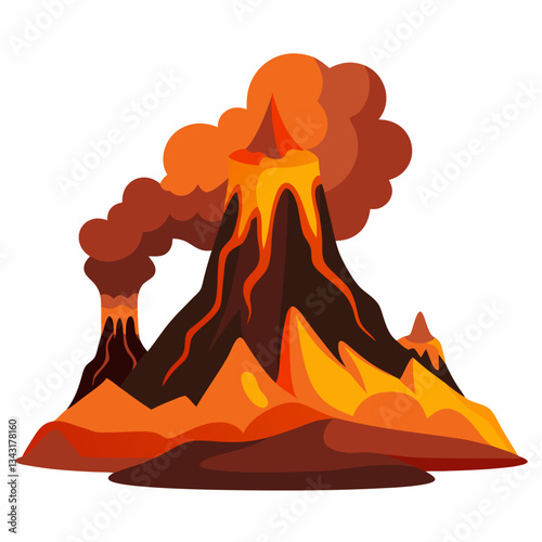 volcanic landscape with steaming lava flows