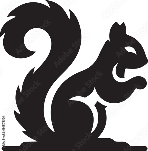 Radiant Squirrel Silhouette Black Vector ArtExpressive Black Squirrel Vector Illustration
