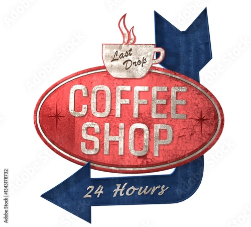 Roadside cafe sign, vintage billboard