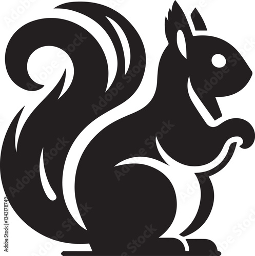 Radiant Squirrel Silhouette Black Vector ArtExpressive Black Squirrel Vector Illustration
