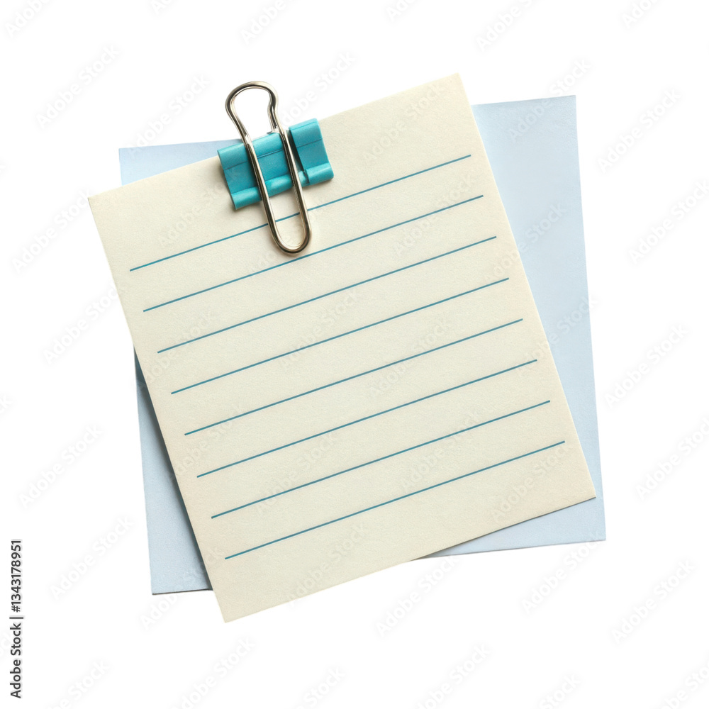A stack of two notepads held together by a paperclip, featuring lines on the top notepad for writing notes or reminders, isolated on white background. A stack of two notepads held together by a paperclip, featuring lines on the top notepad for writing notes or reminders, isolated on white background.