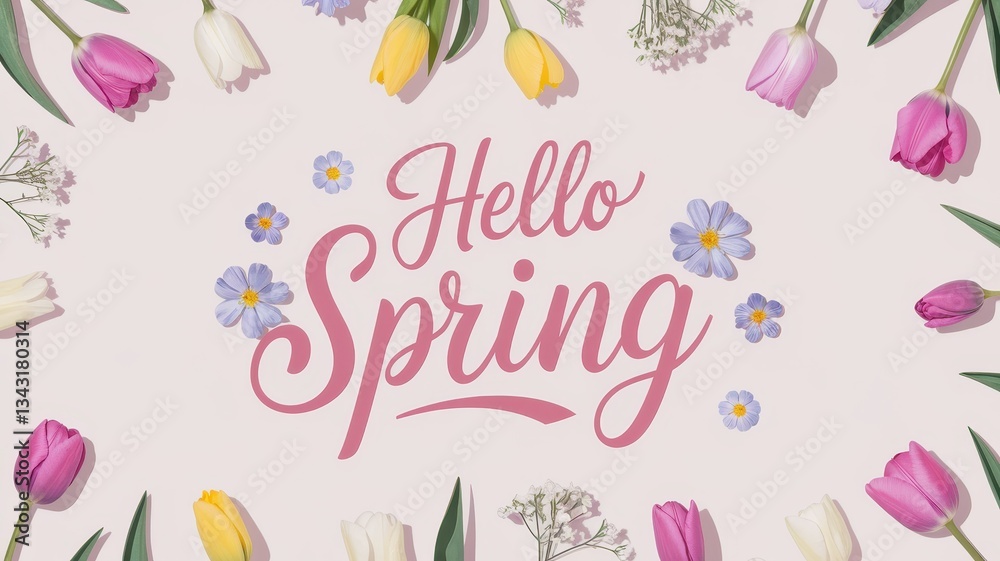 Spring floral frame with vibrant tulips and daisies, welcoming the season, natures beauty, Mothers Day, fresh blooms, colorful decor, joyful atmosphere. Spring floral frame with vibrant tulips and daisies, welcoming the season, natures beauty, Mothers Day, fresh blooms, colorful decor, joyful atmosphere.