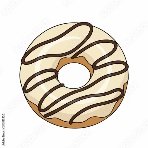 Delicious donut with chocolate icing and decorative swirl design