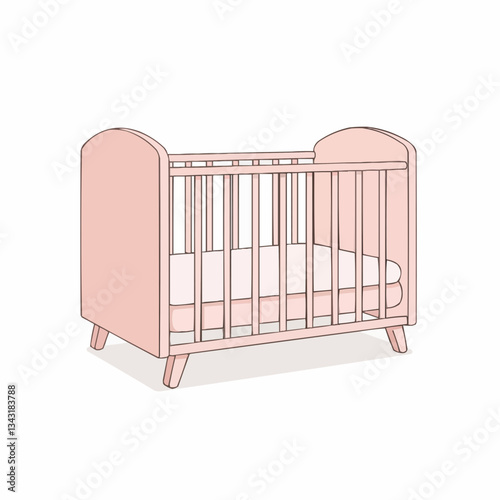Minimalist baby crib design in soft pink, perfect for modern nurseries