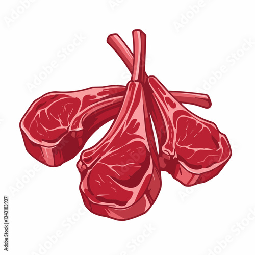 Freshly cut meat displayed on a white background for culinary use